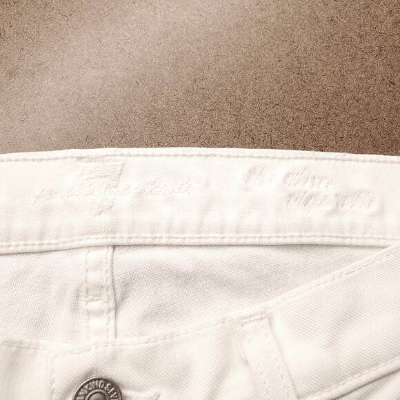 7 For All Mankind Slim Cigarette Jeans Wmns 29 White Tapered Clean Resort Summer - Picture 11 of 13